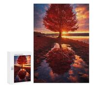 Puzzles 300 PCS pour Adolescents Autumn Sunset Reflections Puzzles pour Adultes Améliore La Mémoire Défi Éducatif Réduction du Stress Cadeaux 300 PCS