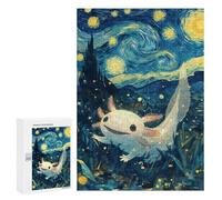 Puzzles 300 PCS pour Adolescents Axolotl Starry Night Puzzle Adulte Jeu Familial Une Œuvre d'art À Offrir en Cadeau À Toute La Famille 300 PCS