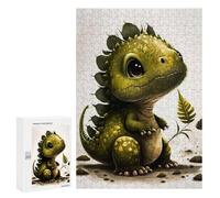 Puzzles 300 PCS pour Adolescents Baby Dinosaur with Ferns Jeu De Puzzle Casse-tête Anti-Stress Stimulant À Compléter 300 PCS
