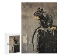 Puzzles 300 PCS pour Adolescents Banksy Graffiti Rat Cheese Puzzles pour Adultes Décoration Murale Jouet Difficile, Difficile, Stimulant À Compléter 300 PCS