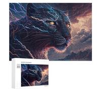 Puzzles 300 PCS pour Adolescents Black Panther with Lightning Energy -1 Puzzles pour Adultes Jouets Anti-Stress Décoration Parfaite Cadeaux Anti-Stress 300 PCS