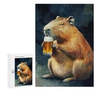 `Puzzles 300 PCS pour Adolescents Capybara Drinking Beer Puzzles pour Adultes Jeux De Détente Découpe De Précision Offre Spéciale Cadeaux pour Toute La Famille 300 PCS