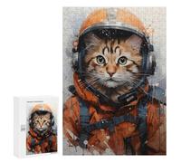 Puzzles 300 PCS pour Adolescents Cat Aviator with Helmet Puzzle Adulte Jeu Familial Une Œuvre d'art À Offrir en Cadeau À Toute La Famille 300 PCS