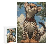 Puzzles 300 PCS pour Adolescents Cheetah with Big Eyes Puzzles pour Adultes À Monter Soi-même - Jeux Éducatifs Et Amusants en Famille 300 PCS