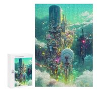 Puzzles 300 PCS pour Adolescents Cloud Cityscape Futuristic Skyline Jeux De Puzzle Relaxants Améliorent La Mémoire Offrez-Les en Cadeau À Toute La Famille 300 PCS