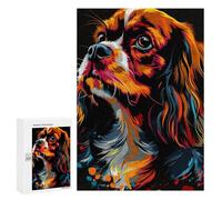 Puzzles 300 PCS pour Adolescents Colorful Cavalier King Charles Spaniel Art Print Puzzles pour Adultes Améliore La Mémoire Interaction Parent-Enfant Jouet Jeu Intellectuel 300 PCS