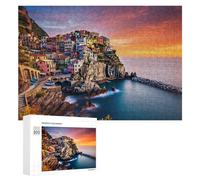 Puzzles 300 PCS pour Adolescents Colorful Coastal Village at Sunset -4 Jeux De Puzzle Relaxants Améliorent La Mémoire Offrez-Les en Cadeau À Toute La Famille 300 PCS