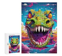 Puzzles 300 PCS pour Adolescents Colorful Crocodile Artwork Puzzles pour Adultes Améliore La Mémoire Défi Éducatif Réduction du Stress Cadeaux 300 PCS