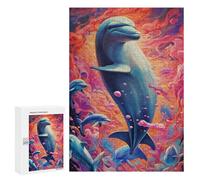 Puzzles 300 PCS pour Adolescents Colorful Dolphins Underwater Jeux De Puzzle Relaxants Améliorent La Mémoire Offrez-Les en Cadeau À Toute La Famille 300 PCS