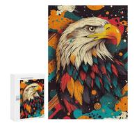 Puzzles 300 PCS pour Adolescents Colorful Eagle Portrait Eagle Wall Art Puzzle pour Adultes : Un Jeu Manuel Amusant Et Humoristique pour Un Anniversaire Ou Noël 300 PCS