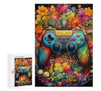 Puzzles 300 PCS pour Adolescents Colorful Floral Gaming Controller Artwork Jeux De Puzzle Relaxants Améliorent La Mémoire Offrez-Les en Cadeau À Toute La Famille 300 PCS