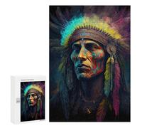 Puzzles 300 PCS pour Adolescents Colorful Native American Portrait Jeux De Puzzle Relaxants Améliorent La Mémoire Offrez-Les en Cadeau À Toute La Famille 300 PCS