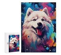 Puzzles 300 PCS pour Adolescents Colorful Samoyed Art Print Puzzles pour Adultes Améliore La Mémoire Interaction Parent-Enfant Jouet Jeu Intellectuel 300 PCS