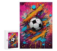 Puzzles 300 PCS pour Adolescents Colorful Soccer Ball Art -3 Puzzles pour Adultes Jeux Relaxants Difficulté Défi Éducatif Difficile 300 PCS
