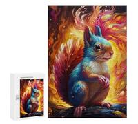 Puzzles 300 PCS pour Adolescents Colorful Squirrel in Flames Puzzle pour Adultes Jeux Amusants Une Œuvre d'art Aidez Votre Cerveau À Faire Travailler 300 PCS