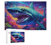Puzzles 300 PCS pour Adolescents Colorful Underwater Shark Scene Puzzles pour Adultes Jeux Relaxants Difficulté Défi Éducatif Difficile 300 PCS
