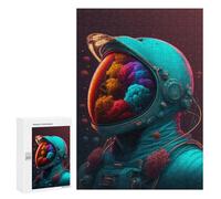Puzzles 300 PCS pour Adolescents Cosmic Astronaut Helmet-1 Puzzle pour Adultes : Un Jeu Manuel Amusant Et Humoristique pour Un Anniversaire Ou Noël 300 PCS