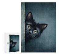 Puzzles 300 PCS pour Adolescents Curious Black Cat Peeking Puzzles pour Adultes Améliore La Mémoire Interaction Parent-Enfant Jouet Jeu Intellectuel 300 PCS