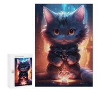 Puzzles 300 PCS pour Adolescents Cute Black Grey Light Cat Puzzle pour Adultes : Un Jeu Manuel Amusant Et Humoristique pour Un Anniversaire Ou Noël 300 PCS