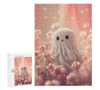 Puzzles 300 PCS pour Adolescents Cute Ghost in Flowers Puzzles pour Adultes Jeux Amusants Difficile Difficile À Compléter 300 PCS