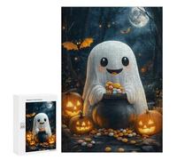 Puzzles 300 PCS pour Adolescents Cute Halloween Ghost Puzzle pour Adultes : Un Jeu Manuel Amusant Et Humoristique pour Un Anniversaire Ou Noël 300 PCS