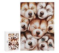 Puzzles 300 PCS pour Adolescents Cute Husky Puppies Jeu De Puzzle Casse-tête Anti-Stress Stimulant À Compléter 300 PCS