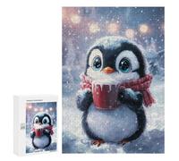 Puzzles 300 PCS pour Adolescents Cute Penguin with Hot Cocoa Puzzles pour Adultes À Monter Soi-même - Jeux Éducatifs Et Amusants en Famille 300 PCS