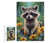 Puzzles 300 PCS pour Adolescents Cute Raccoon in Meadow Jeu De Puzzle Casse-tête Anti-Stress Stimulant À Compléter 300 PCS