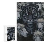 `Puzzles 300 PCS pour Adolescents Dark Tiger Sheep Creative Puzzles pour Adultes Jeux De Détente Découpe De Précision Offre Spéciale Cadeaux pour Toute La Famille 300 PCS