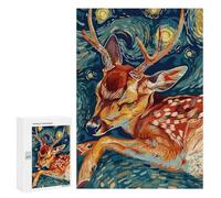 Puzzles 300 PCS pour Adolescents Deer in Starry Night Style Puzzles pour Adultes Décoration Murale Jouet Difficile, Difficile, Stimulant À Compléter 300 PCS