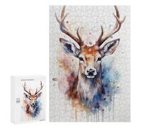 Puzzles 300 PCS pour Adolescents Deer Watercolor Puzzle Adulte Jeu Familial Une Œuvre d'art À Offrir en Cadeau À Toute La Famille 300 PCS