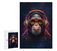 `Puzzles 300 PCS pour Adolescents DJ Monkey with Headphones Puzzles pour Adultes Jeux De Détente Découpe De Précision Offre Spéciale Cadeaux pour Toute La Famille 300 PCS