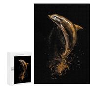 Puzzles 300 PCS pour Adolescents Dolphin Gold Dark Puzzles pour Adultes À Monter Soi-même - Jeux Éducatifs Et Amusants en Famille 300 PCS