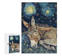 Puzzles 300 PCS pour Adolescents Donkey Sleeping Under Starry Night Sky Puzzles pour Adultes Décoration Murale Jouet Difficile, Difficile, Stimulant À Compléter 300 PCS