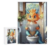 Puzzles 300 PCS pour Adolescents Dragon on The Toilet Funny Puzzles pour Adultes À Monter Soi-même - Jeux Éducatifs Et Amusants en Famille 300 PCS
