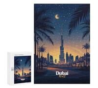 Puzzles 300 PCS pour Adolescents Dubai Skyline at Night Puzzles pour Adultes - Jouets À Faire Soi-même, mais Aussi Un Défi Éducatif Amusant Et Humoristique 300 PCS