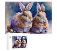 Puzzles 300 PCS pour Adolescents Easter Bunny Watercolor Art Puzzle pour Adultes Jeux Amusants Une Œuvre d'art Aidez Votre Cerveau À Faire Travailler 300 PCS