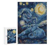 Puzzles 300 PCS pour Adolescents Elephant Under Starry Night Sky Puzzles pour Adultes Décoration Murale Jouet Difficile, Difficile, Stimulant À Compléter 300 PCS