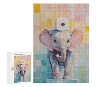 Puzzles 300 PCS pour Adolescents Elephant with Toilet Paper Jeu De Puzzle Casse-tête Anti-Stress Stimulant À Compléter 300 PCS