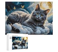 Puzzles 300 PCS pour Adolescents Enchanted Celestial Cat Dreamscape Jeux De Puzzle Relaxants Améliorent La Mémoire Offrez-Les en Cadeau À Toute La Famille 300 PCS