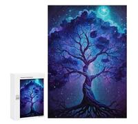 Puzzles 300 PCS pour Adolescents Enchanted Celestial Tree Art Print Puzzles pour Adultes Améliore La Mémoire Défi Éducatif Réduction du Stress Cadeaux 300 PCS