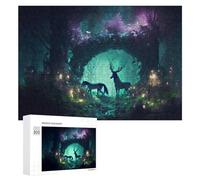 Puzzles 300 PCS pour Adolescents Enchanted Forest with Mystical Creatures Puzzles pour Adultes Jeux Relaxants Difficulté Défi Éducatif Difficile 300 PCS