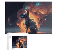 Puzzles 300 PCS pour Adolescents Enchanted Fox Amidst Celestial Flames Puzzle pour Adultes Jeux Amusants Une Œuvre d'art Aidez Votre Cerveau À Faire Travailler 300 PCS