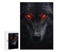 Puzzles 300 PCS pour Adolescents Evil Black Wolf Portrait Puzzles pour Adultes Jeu De Réflexion Cadeau d'anniversaire Difficile À Compléter 300 PCS