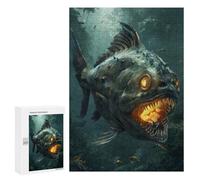 Puzzles 300 PCS pour Adolescents Fantasy Piranha Glowing Puzzle pour Adultes : Un Jeu Manuel Amusant Et Humoristique pour Un Anniversaire Ou Noël 300 PCS