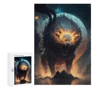 Puzzles 300 PCS pour Adolescents Flaming Lion Fantasy Artwork Puzzles pour Adultes Améliore La Mémoire Interaction Parent-Enfant Jouet Jeu Intellectuel 300 PCS