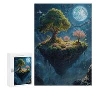 Puzzles 300 PCS pour Adolescents Floating Island with Trees Puzzle pour Adultes : Un Jeu Manuel Amusant Et Humoristique pour Un Anniversaire Ou Noël 300 PCS