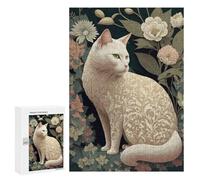 Puzzles 300 PCS pour Adolescents Floral Fantasy Cat Artwork-7 Puzzles pour Adultes Améliore La Mémoire Interaction Parent-Enfant Jouet Jeu Intellectuel 300 PCS