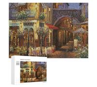 Puzzles 300 PCS pour Adolescents French Café Evening Scene Puzzles pour Adultes Jeux Relaxants Difficulté Défi Éducatif Difficile 300 PCS