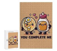 Puzzles 300 PCS pour Adolescents Funny Couple, You Complete Me - Cute Pancakes & Syrup Puzzle pour Adultes Jouets Anti-Stress Modèle À Assembler Cadeau d'anniversaire, Cadeaux, 300 PCS